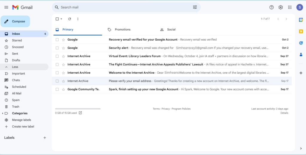 Gmail vs Outlook, Gamil interface